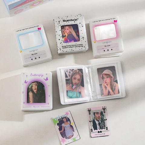3-Inch Photocard Binder Korean Style 1-Grid Polaroid Photo Album PVC Butterfly Bow Design Collect Book K-pop Cards Holder