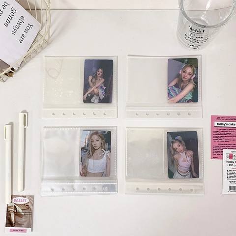 Fotokarten Hüllen A7 6 Loch PP Loseblattordner Nachfüllungen Transparent Holographisch Stern Sammelorganizer Fotokarten