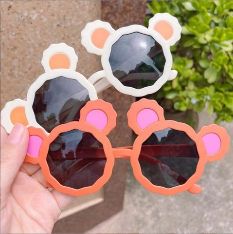 Kinder Cartoon Bär Sonnenbrille Süße Runde Kunststoffrahmen UV Schutz Mode Brille Für Jungen Mädchen Outdoor Foto Requisiten