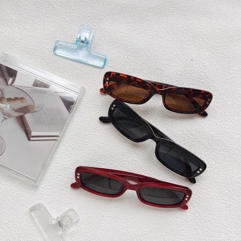 Vintage Rectangular Sunglasses UV400 Protection Resin Frame PC Lens Retro Narrow Square Fashion Eyewear For Women Men