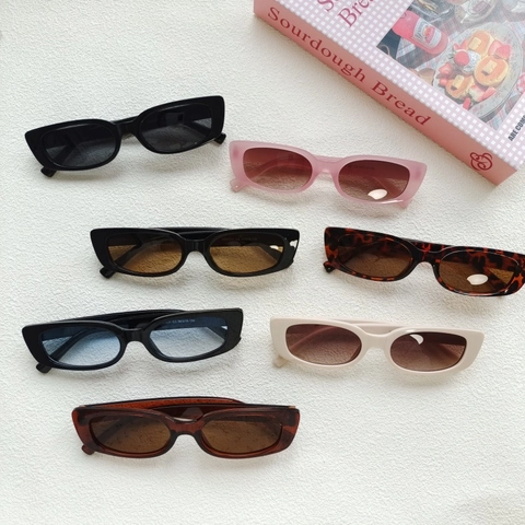 Vintage Rectangular Sunglasses UV400 Protection Resin Frame PC Lens Retro Narrow Square Fashion Eyewear For Women Men
