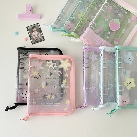 Álbum De Fotos Con Purpurina Transparente Cremallera Carpeta PVC Hojas Sueltas Libro De Colección Almacenamiento Tarjetas Kpop
