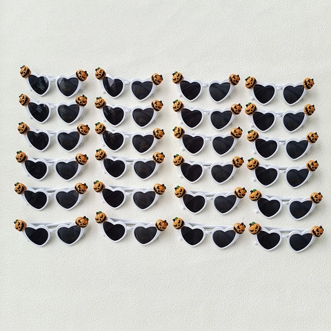 Halloween Pumpkin Heart Shaped Sunglasses White PC Frame AC Lens UV400 Protection Party Decor Eyewear For Adults And Kids