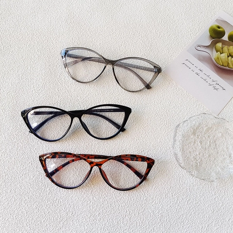 Damen Retro Katzenauge Brillengestell Leichtes PC Harz Linse Mode Optische Brillen Für Tägliche Dekorative Street Style