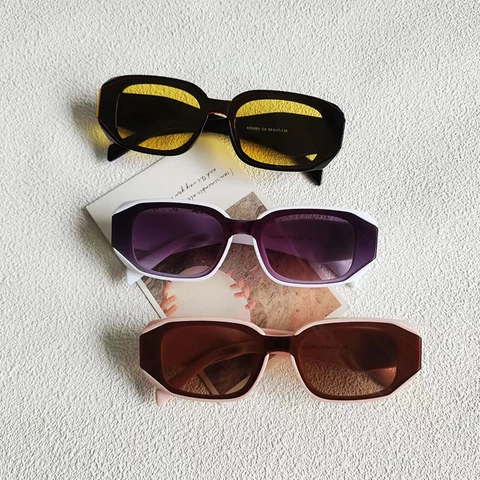 Retro Square Oval Sunglasses PC Frame Resin Lens UV400 Protection Outdoor Fashion Streetwear Women