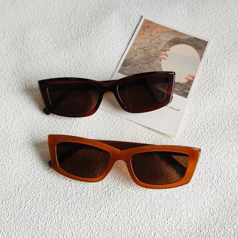 Gafas De Sol Rectangulares Retro Cat Eye Protección UV400 Montura De Resina Lentes PC Vintage Minimalista