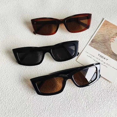Gafas De Sol Rectangulares Retro Cat Eye Protección UV400 Montura De Resina Lentes PC Vintage Minimalista