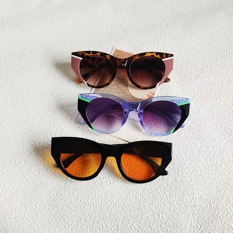 Γυαλιά Ηλίου Cat Eye Ρετρό Vintage Color Block Μεγάλο Πλαίσιο Φακός Ρητίνης Γυαλιά PC Προστασία UV400 Για Γυναίκες Άνδρες