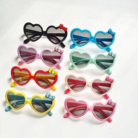 Kinder Herzform Sonnenbrille Polarisiert UV400 TPEE Harz Linse Süße Schleife Dekoration Mode Brille Jungen Mädchen