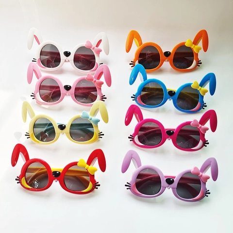 Lunettes De Soleil Enfant Forme Lapin Dessin Animé Monture TR90 TPEE Flexible Protection UV380 Lunettes Voyage Pour Filles