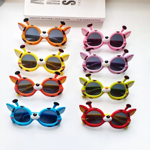 Occhiali Da Sole Polarizzati Per Bambini Forma Giraffa Cartone Animato Protezione UV Montatura Flessibile TPEE Ragazzi Ragazze
