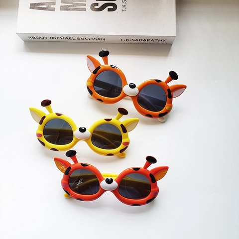 Occhiali Da Sole Polarizzati Per Bambini Forma Giraffa Cartone Animato Protezione UV Montatura Flessibile TPEE Ragazzi Ragazze