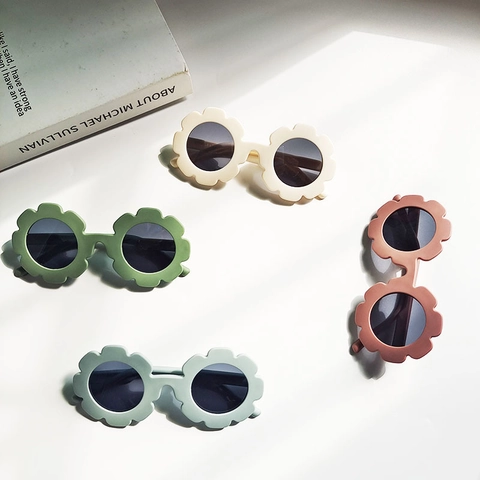 Kids Polarized Sunflower Sunglasses TPEE Flexible Flower Shape UV400 Protection Outdoor Beach Travel Fashion Party Shades For Boys Girls