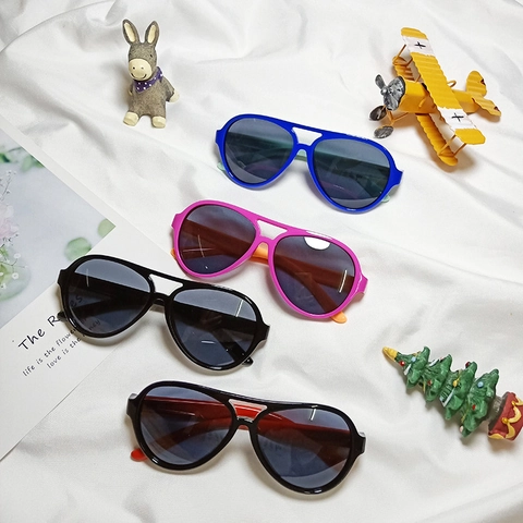 Lunettes De Soleil Aviateur Polarisées Enfants Monture TR90 TPEE Lentille Résine Protection UV400 Pont Double Classique Garçons Filles