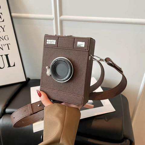 Retro Camera Vormige Crossbody Tas Voor Dames Creatieve Doos Handtas Denim Stof PU Leer Kleine Schoudertas