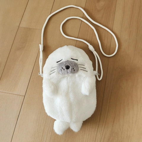 Sac Bandoulière En Peluche Forme Phoque Mignon Blanc Fausse Fourrure Douce Dessin Animé Animal Pour Femmes Filles