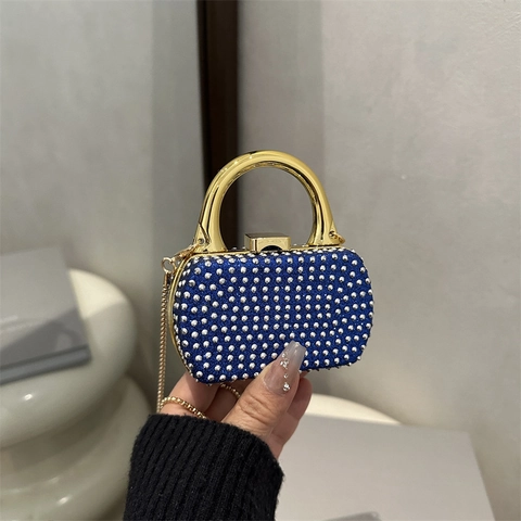 Mini Sac De Soirée En Acrylique Avec Strass Poignée Métallique Chaîne Crossbody Pochette De Fête Pour Femmes