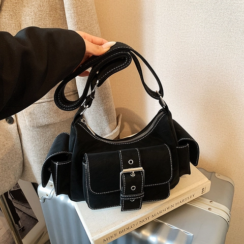 Borsa A Spalla Vintage Donna Tasche Multiple Pelle PU Stile Workwear Borsa A Tracolla Cuciture A Contrasto Ciondolo Cuore