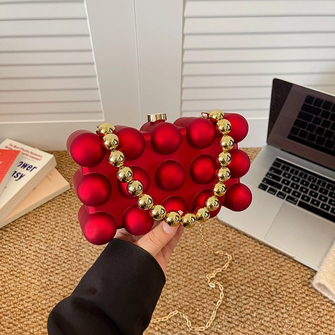 Acryl 3D Blasen Abendtasche Transparente Box Clutch Mit Künstliche Perlengriff Und Kettenriemen Für Frauen Vintage Stil