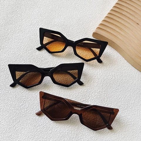 Lunettes De Soleil Cat Eye Polygone Rétro Monture En Résine Géométrique Protection UV400 Style Street Pour Hommes Et Femmes