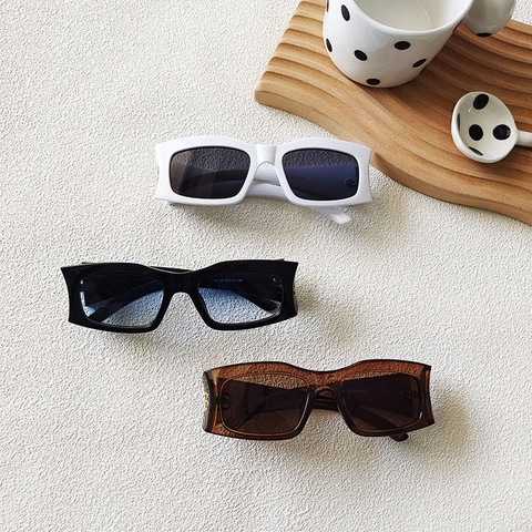 Mode Rechteckige Sonnenbrille Harzrahmen UV400 Schutz Retro Vintage Streetwear Brillen Für Herren Und Damen