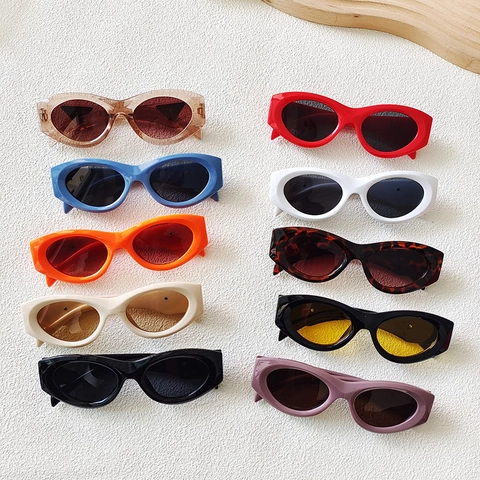 Retro Oval Sonnenbrille Damen Harz Kleiner Rahmen UV400 Schutz Vintage Cat Eye Chic Streetwear Mode Accessoires