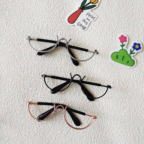 Mini Puppe Brille Metall Halbrand Ohne Gläser Für Baumwollpuppen Haustiere Foto Requisiten Vintage Stil Dekoration