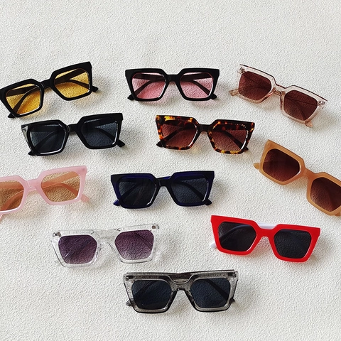 Retro Quadratischer Großer Rahmen Sonnenbrille Für Damen UV400 Schutz Harz Kunststoff Dicker Rahmen Mode Outdoor Streetwear Brillen
