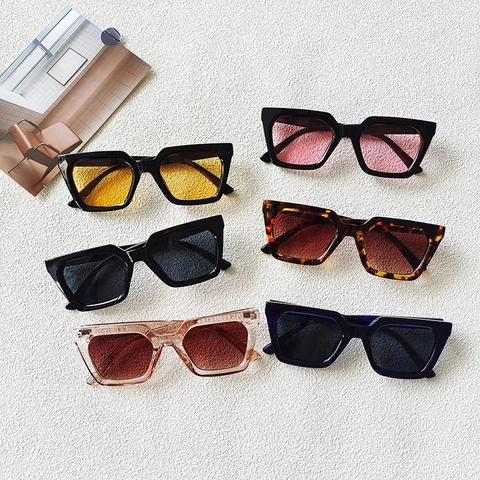 Retro Quadratischer Großer Rahmen Sonnenbrille Für Damen UV400 Schutz Harz Kunststoff Dicker Rahmen Mode Outdoor Streetwear Brillen