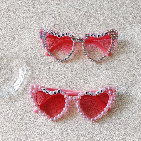 Occhiali Da Sole A Forma Di Cuore Con Strass Künstliche Perle Decorazione Sposa Compleanno Festa Di Addio Al Nubilato Per Donne