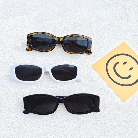 Damen Sonnenbrille Vintage Schmaler Rechteckiger Rahmen Harz UV400 Schutz PC Gläser Retro Y2K Influencer Stil Chic Trendy