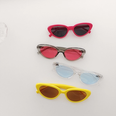 Occhiali Da Sole Bambini Retro Occhio Di Gatto Piccola Montatura Colore Gelatina Protezione UV400 Resina Plastica Moda