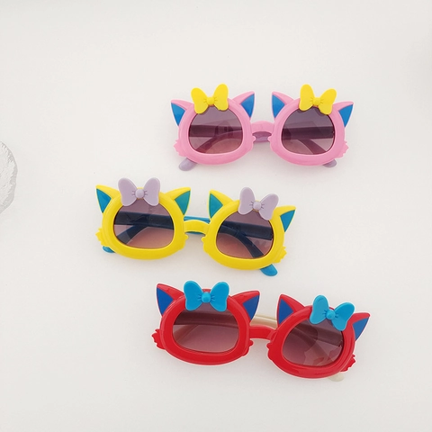Occhiali Da Sole Per Bambini Orecchie Di Gatto Protezione UV400 Fiocco Carino Montatura In Plastica Moda Esterna Bambini