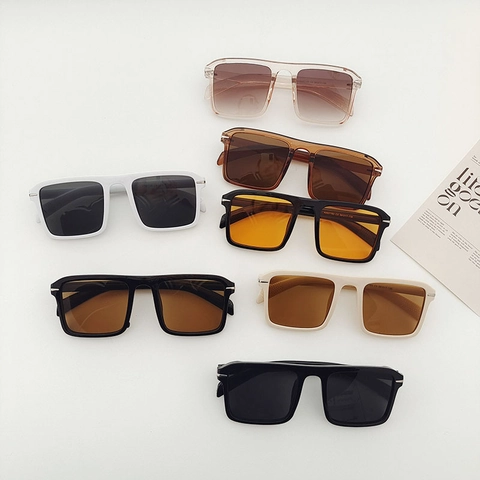 Vintage Square Sunglasses Large Frame UV400 Protection Resin Frame PC Lenses Metal Decor Trendy Oversized Fashion Women