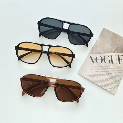 Übergroße Quadratische Sonnenbrille UV400 Schutz Doppelbrücke Retro Mode Brille Zum Fahren Party Damen Herren PC Rahmen