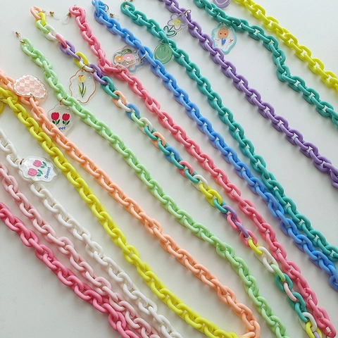 Catena Per Occhiali In Acrilico Cordino Per Maschera Anti-Perdita Macaron Colorato Fiore Cuore Smiley Cinturino Donne Ragazze