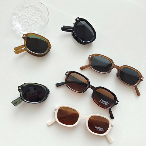 Faltbare Polarisierte Sonnenbrille Für Kinder Retro Oval Harzrahmen UV400 Schutz Tragbare Reise Mode Brillen Für Jungen Mädchen