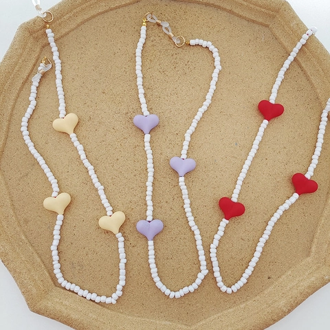 Beaded Glasses Chain Artificial Pearl Mask Lanyard Anti-slip Adjustable Bow-knot Heart Rose Cute Eyewear Accessory For Women Girls