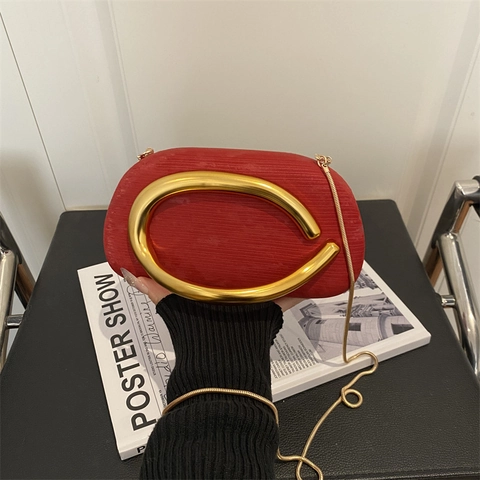 Bolso De Noche Para Mujer De Acrílico Texturizado Con Asa De Metal En C Bolso De Lujo Para Fiesta Boda Hombro Bandolera Cadena