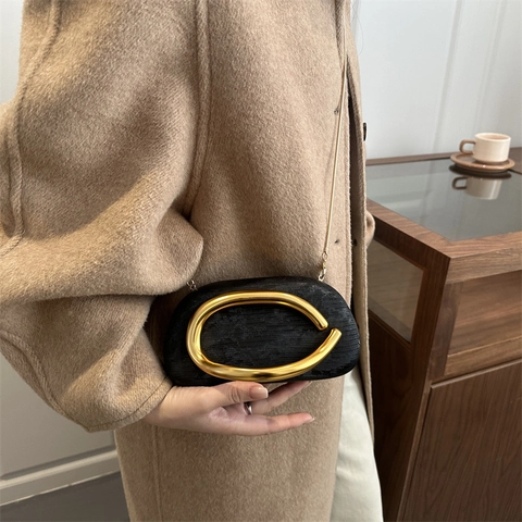 Bolso De Noche Para Mujer De Acrílico Texturizado Con Asa De Metal En C Bolso De Lujo Para Fiesta Boda Hombro Bandolera Cadena