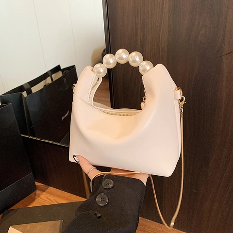 Borsa A Tracolla Da Donna Con Manico Di Künstliche Perle Pelle PU Borsa Hobo Chic Catena In Metallo Accessorio Elegante Versatile