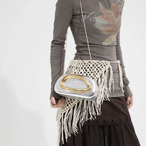 Women Fashion Acrylic Metallic Snake Pattern Box Bag With Large Metal C Handle Evening Party Chain Shoulder Crossbody Bag