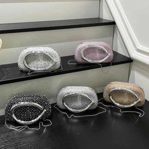 Abendtasche Mit Strasssteinen Für Damen Acryl Glitzernde Abendtasche Mit Großem Metallgriff Und Kettenriemen