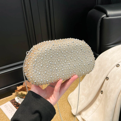 Rhinestone Avondtas Clutch Voor Dames Glinsterende Acryl Doos Tas Met Metalen Ketting Bruiloft Feest Handtas