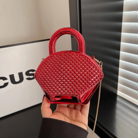Borsa Da Sera A Conchiglia In Acrilico Con Strass E Perle Mini Pochette Con Tracolla A Catena Per Feste E Matrimoni