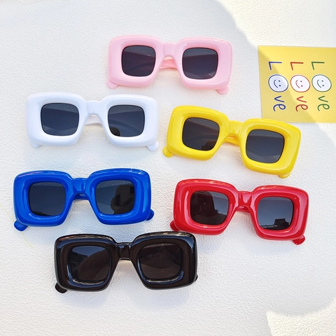 Klobige Rechteckige Sonnenbrille Dicker Harzrahmen UV400 Schutz Y2K Retro Mode Neuheit Party Streetwear Damen