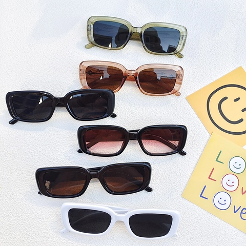 Retro Rectangle Sunglasses Resin Frame PC Lens UV Protection Trendy Y2K Small Frame Fashion Sun Glasses For Men Women
