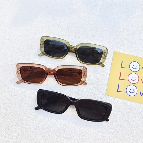 Retro Rectangle Sunglasses Resin Frame PC Lens UV Protection Trendy Y2K Small Frame Fashion Sun Glasses For Men Women