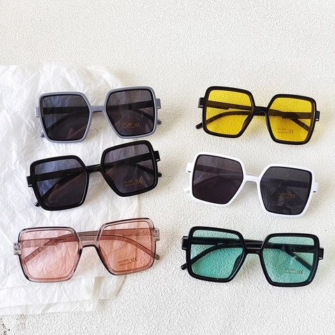 Kids Square Frame Sunglasses UV400 Protection Resin PC Lenses Retro Fashionable Boys Girls Children Outdoor Eyewear