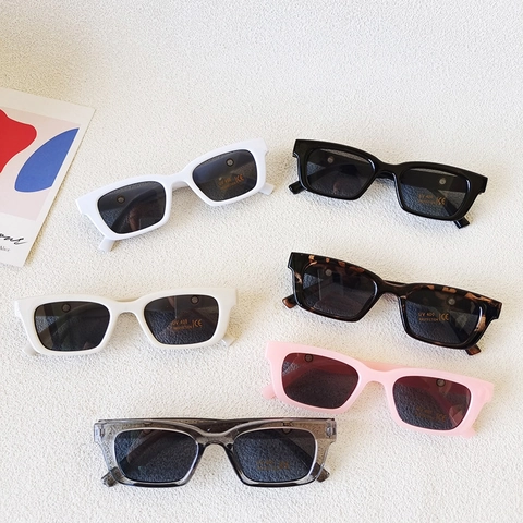 Rectangular Kids Sunglasses UV400 Protection Resin Frame PC Lens Vintage Ins Style Fashion Sun Eyewear Boys Girls